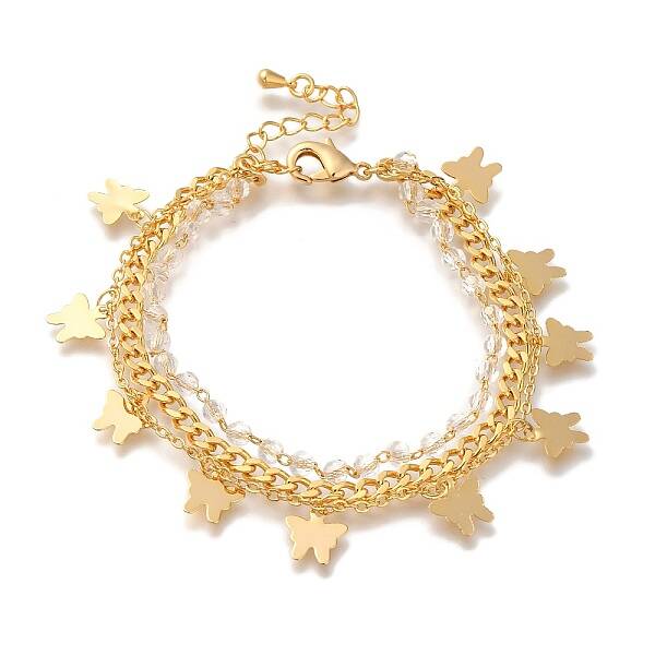 Butterfly Brass Glass Beads Card Paper Chain Bracelets