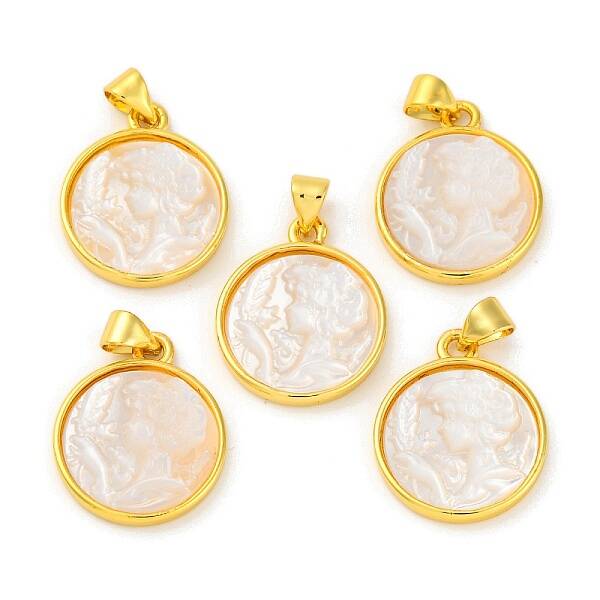 Natural White Shell Carved Cameo Lady Pendants