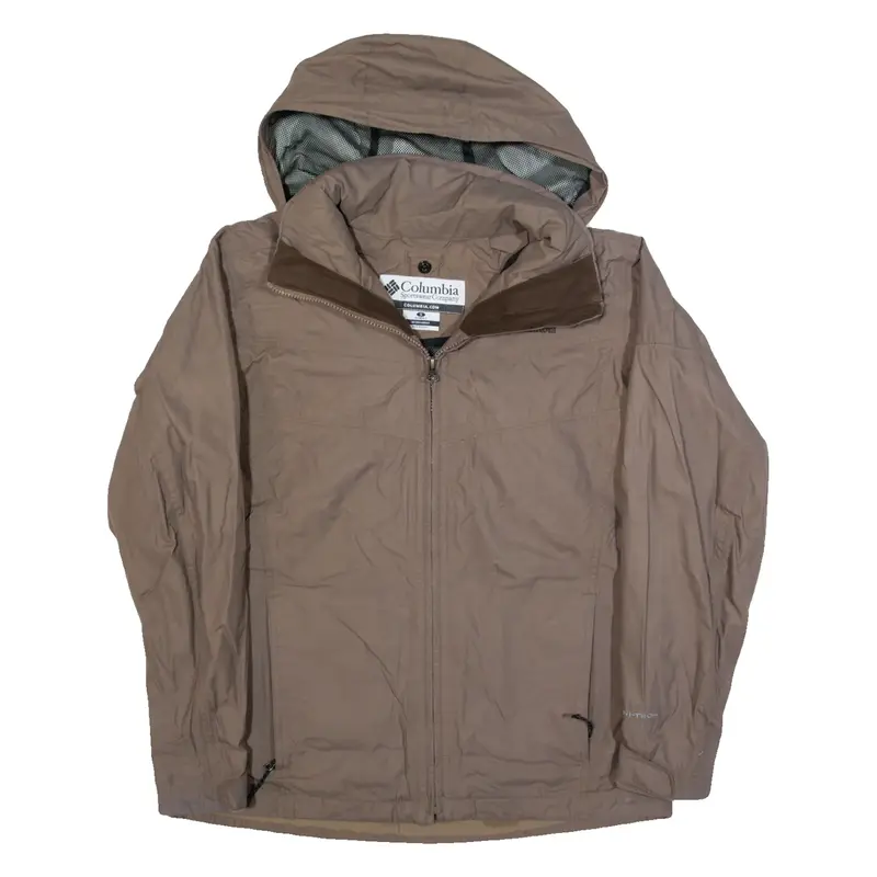 COLUMBIA Womens Rain Jacket Brown Hooded S