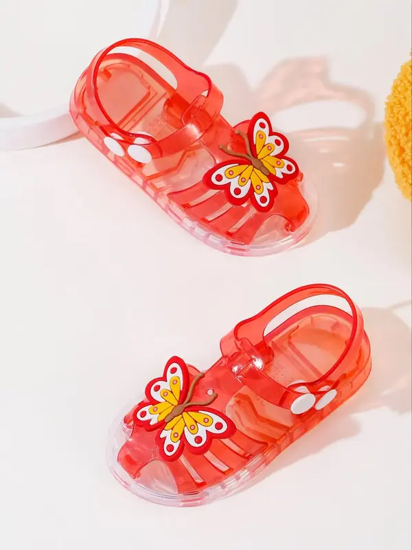 Cute Butterfly Decor Jelly Sandals, Fashionable Sandals for Girls, Casual Comfortable Shoes for Summer, Lightweight Breathabl...