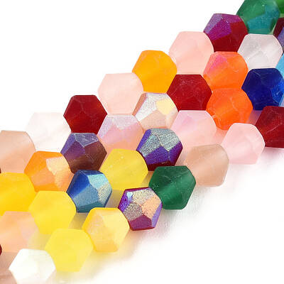 Imitate Austrian Crystal Bicone Frosted Glass Beads Strands