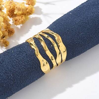 304 Stainless Steel Multilayer Open Cuff Rings for Women