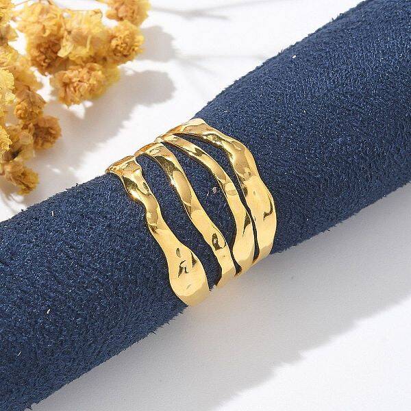 304 Stainless Steel Multilayer Open Cuff Rings for Women