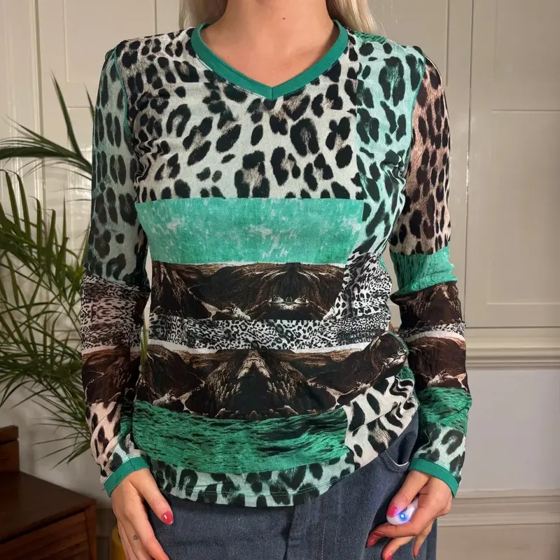 Marc Aurel Animal print Mesh Top - Small Multicoloured Polyester