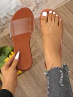 Women's Transparent Slip on Sandals, Casual Comfortable Non-slip Flat Sandals for Beach, Fashionable Barefoot Shoes for Indoo...
