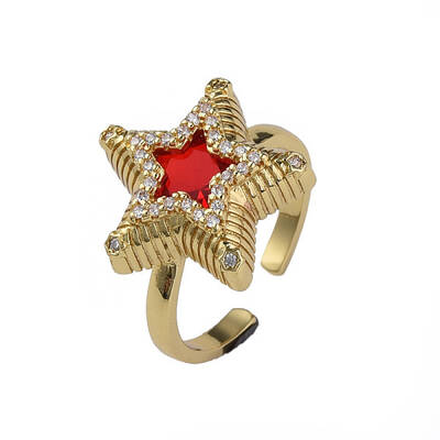 Cubic Zirconia Star Open Cuff Ring