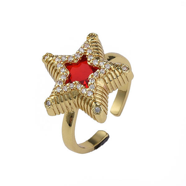 Cubic Zirconia Star Open Cuff Ring