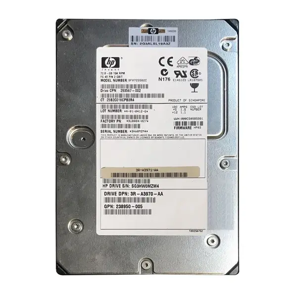 3R-A3971-AA HP 72.8GB 2Gb/s Fibre Channel 15000 3.5-inch Hard Drive
