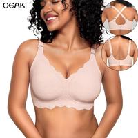 OEAK Women Bras No Underwire Scalloped Flowers V Neck Push Up Bra Buttery Soft Tshirt Bra Seamless Full Coverage Convertible ...
