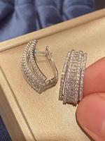 Women's Elegant Artificial Zircon Hoop Earrings, Exquisite Trendy Glittering Clip-on Earrings, Fashionable Jewelry for Women ...