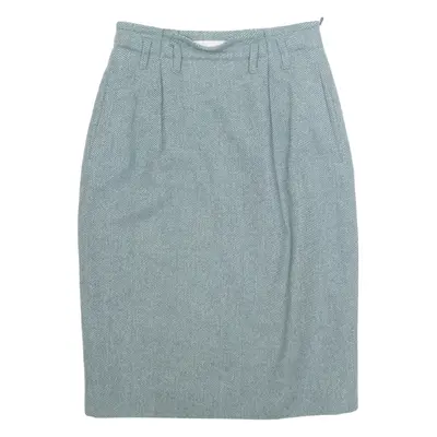 STRENESSE Pocketed Womens Pencil Skirt Blue Knee Length Wool Chevron XS