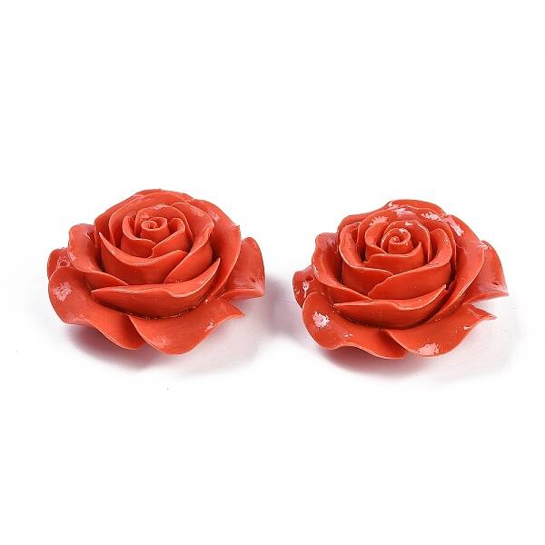 Synthetic Coral Dyed Carved Flower Connector Charms
