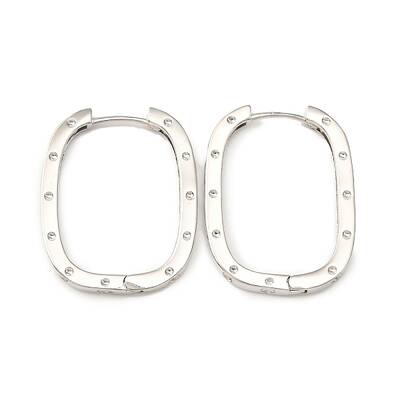 Brass Oval with Polka Dot Hoop Earrings for Woman