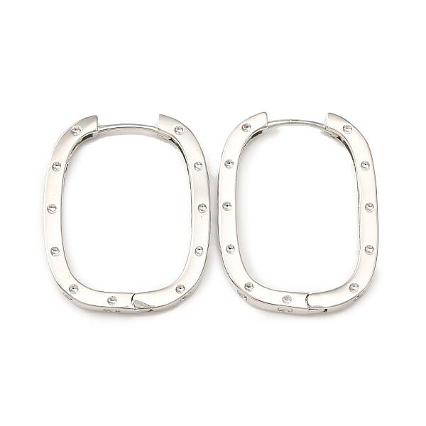Brass Oval with Polka Dot Hoop Earrings for Woman