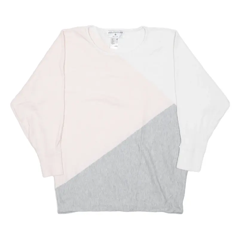RICK CARDONA Patterned Jumper Pink Colourblock Tight Knit Womens UK 8