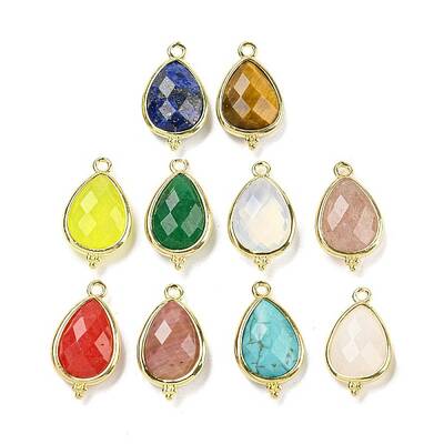 Natural & Synthetic Mixed Gemstone Faceted Pendants