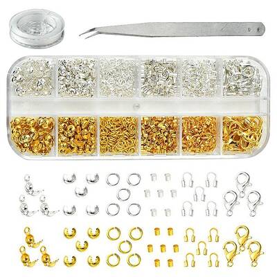 Brass and Iron Beeds with Strong Stretchy Beading Elastic Thread and Iron Beading Tweezers