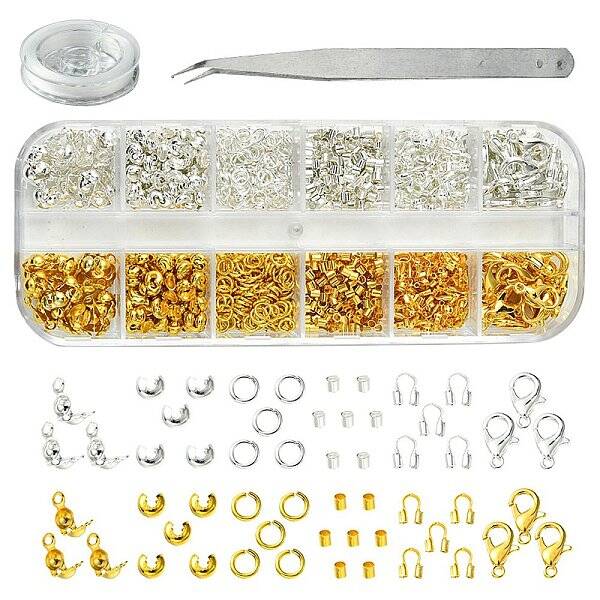Brass and Iron Beeds with Strong Stretchy Beading Elastic Thread and Iron Beading Tweezers