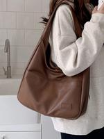 Women's Solid Color Shoulder Bag, Fashionable Large Capacity Tote Bag for Work & Daily Used, Casual Trendy Versatile High-qua...