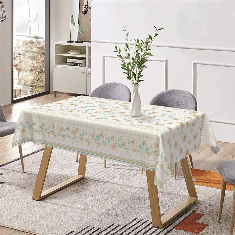 Yellow Checkered Flowers Prints Rectangle Tablecloth - Aperturee
