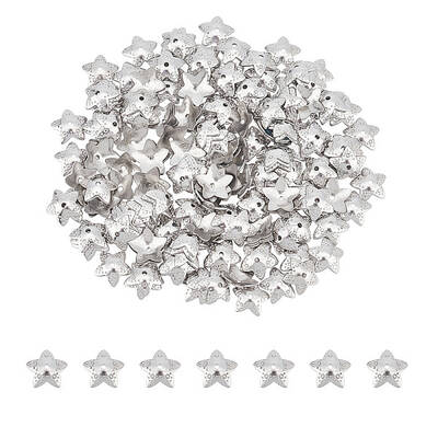 5-Petal Flower Smooth Surface 304 Stainless Steel Bead Caps