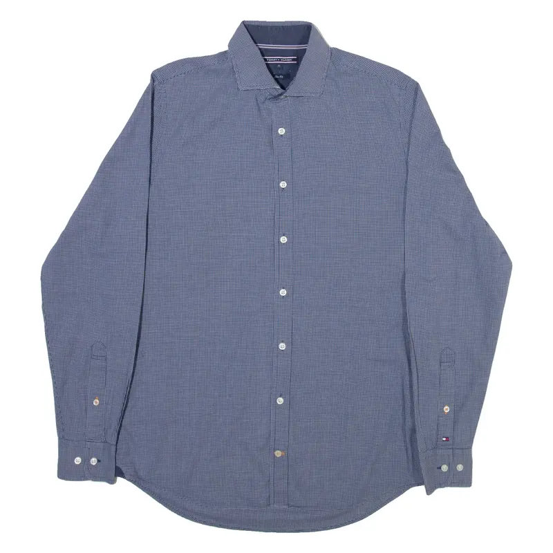 TOMMY HILFIGER Slim Fit Mens Shirt Blue Check Long Sleeve M