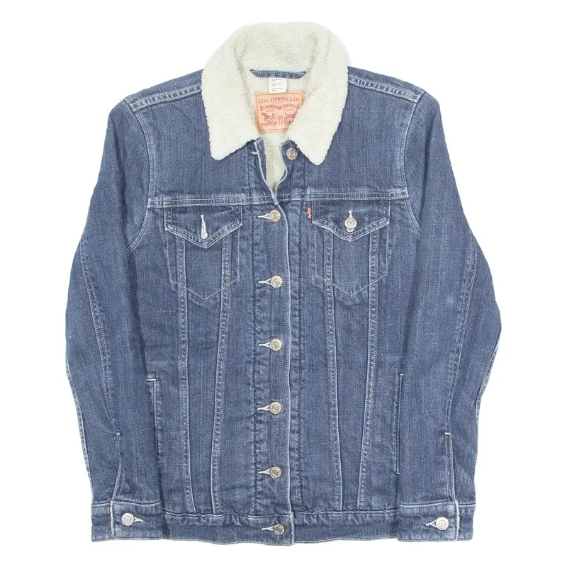 LEVI'S Womens Sherpa Lined Denim Jacket Blue S