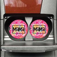 Poppin' MAMA Neoprene Car Coaster Set for Cup Holder Absorbent Washable and Fun