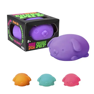 NeeDoh Funky Pups  -  Sensory Toy with Fun Dough Filling - Assorted Designs - Ages 3 and Up - One randomly selcted piece