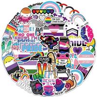 LGBTQ+ Themed Sticker, 50pcs/set Colorful Decorative Cartoon Sticker, DIY Decals for Water Bottle, Laptop, Phone Case, Scrapb...