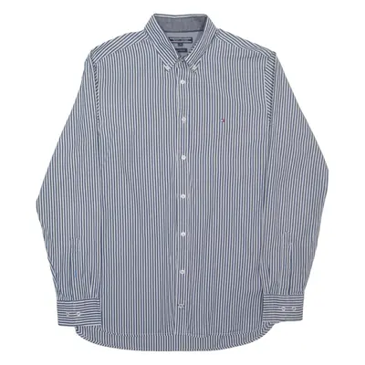 TOMMY HILFIGER New York Fit Mens Shirt Blue Pinstripe Long Sleeve M