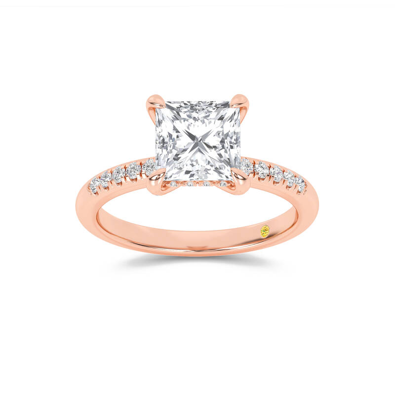 Aurelia Quarter Coverage Hidden Halo Princess Cut Lab Grown Diamond Engagement Ring | 10K Rose Gold 4 3/8 CT. TW.