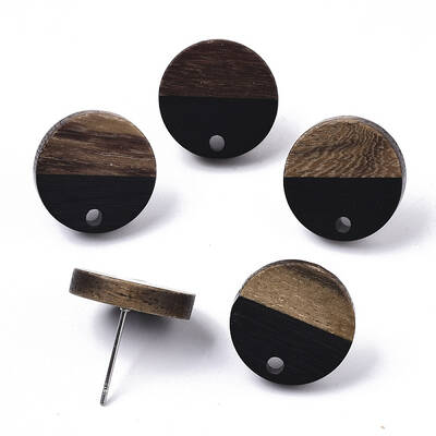 Resin & Walnut Wood Stud Earring Findings