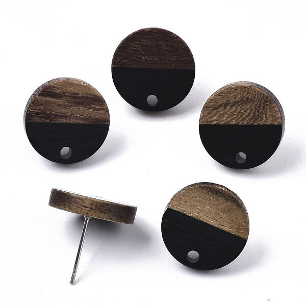 Resin & Walnut Wood Stud Earring Findings