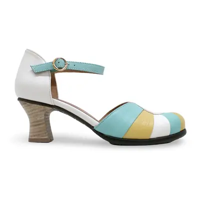 Fly London BESH087FLY Mousse Leather Women's Heels Shoes - Offwhite Spearmint Bumblebee - Size:US 7-7.5 Women