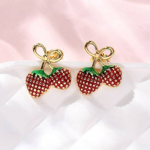 Brass Enamel Stud Earrings