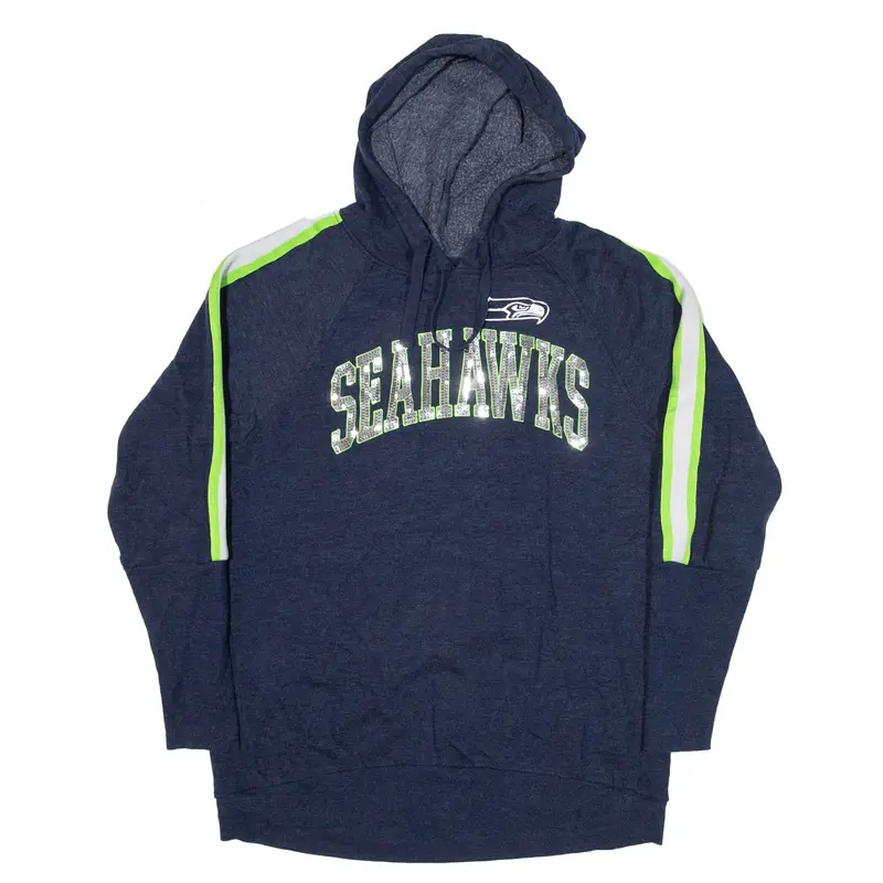 NFL Sequin Seattle SeaHawks USA Hoodie Blue Pullover Womens M