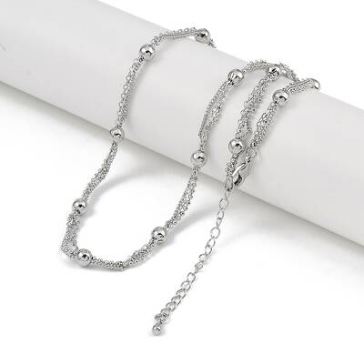 Rack Plating Brass Ball Link Chain Necklaces for Women
