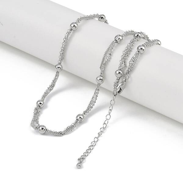 Rack Plating Brass Ball Link Chain Necklaces for Women