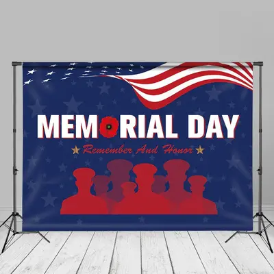 Red Soldier Figure USA Flag Memorial Day Photo Backdrop - Aperturee