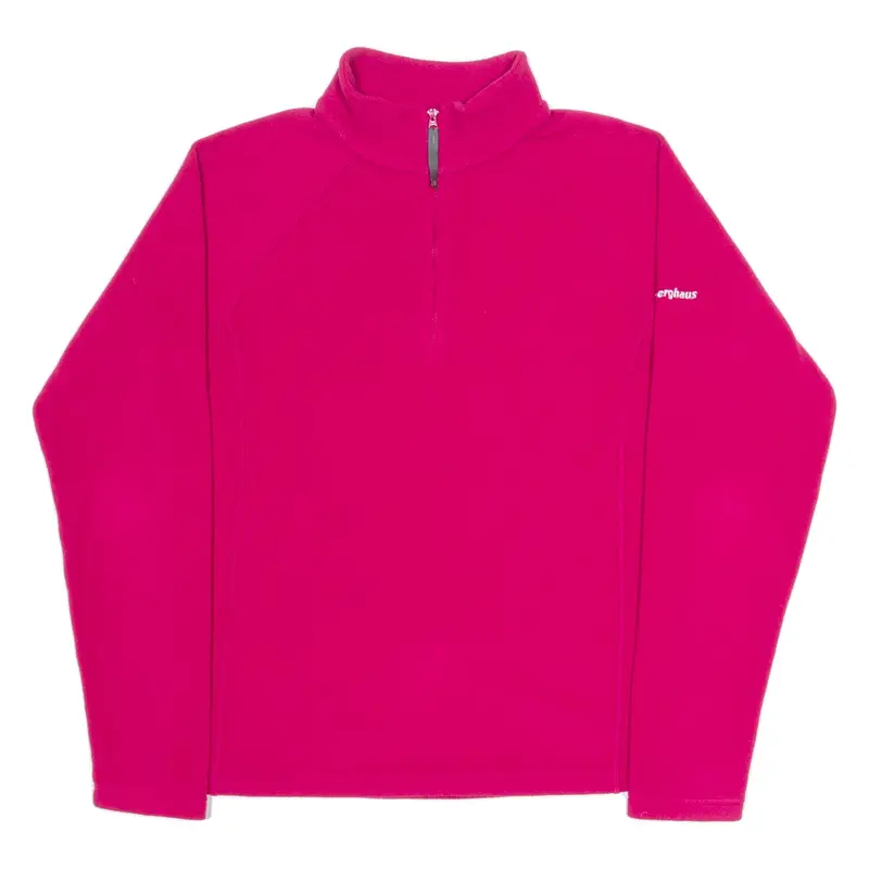 BERGHAUS Womens Jumper Pink 1/4 Zip Tight Knit UK 14