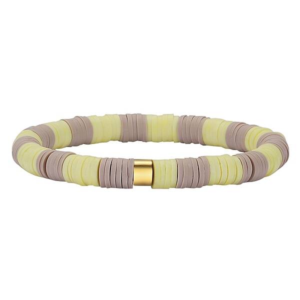 Polymer Clay Heishi Surfer Stretch Bracelet with 304 Stainless Steel Beaded