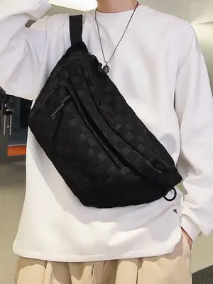 Fashionable Plaid Pattern Fanny Pack, Casual Versatile Zipper Chest Bag for Women, Trendy All-match Sling Bag for Daily Used