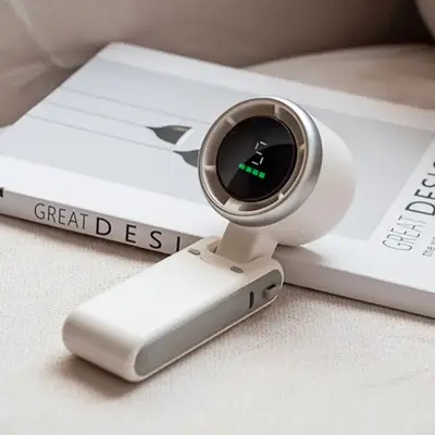 portable handheld high speed fan,5 Gear Wind, Battery Operated, Up to 12 Working Hours, 3 IN 1 Hand Fan with Air Turbo Tech C...