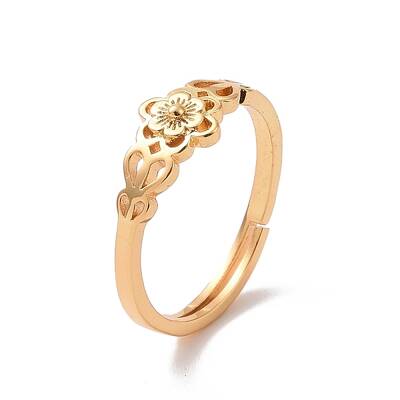 Brass Sakura Flower Adjustable Ring for Women