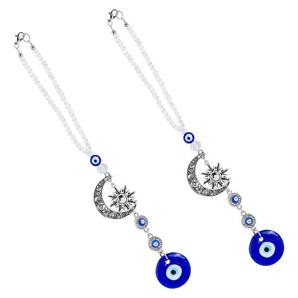 2Pcs Blue Evil Eye Car Hanging Ornament
