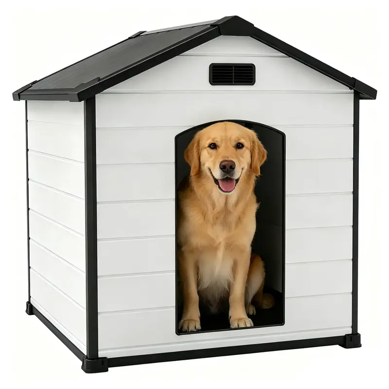 Garvee XLarge Dog House Indoor Outdoor Waterproof, 57 Heavy Duty Plastic Large Breed Dog Kennel with Raised Floor, Removable...