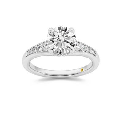 Bloom Tapered Pavé Set Hidden Halo Round Lab Grown Diamond Engagement Ring | 10K White Gold 1 3/4 CT. TW.