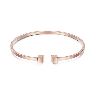 Simple Design Real Rose Gold Plated Cuff Bangle
