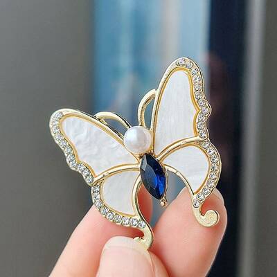 Butterfly Alloy Rhinestone Brooches for Backpack Clothes